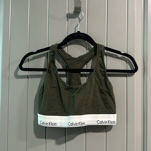 Army Green Calvin Klein Sports Bra